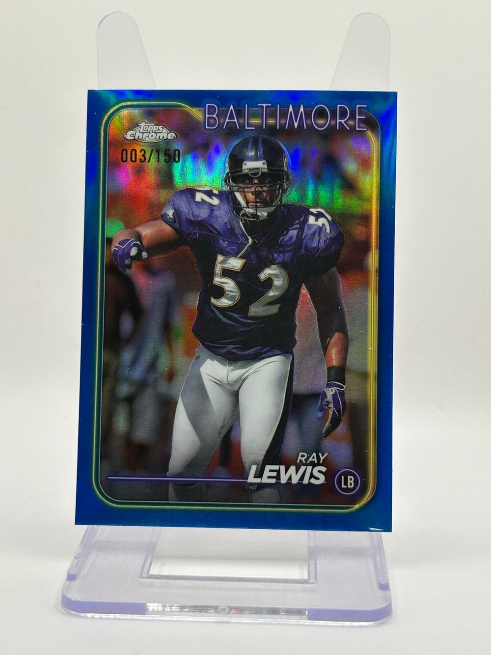 2024 Topps Chrome Ray Lewis True Blue Refractor 3/150 SP Baltimore Ravens